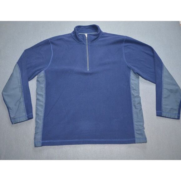 Alo Men's Large Soft Warm Micro‎ Fleece 1/4 Zip Pullover Navy Blue / Gray - Picture 1 of 7